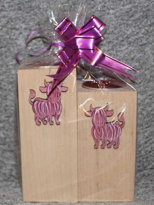 Hand Painted Highland Cow Candle Sticks - Heather